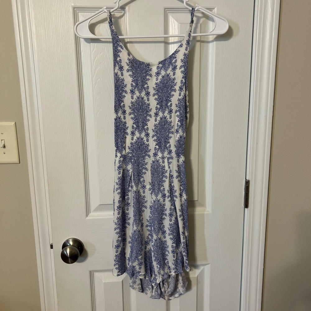 Elegant Blue and White Floral Jumpsuit